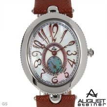 August Steiner Aso1br Swiss Movement Ladies Watch Silver/brown