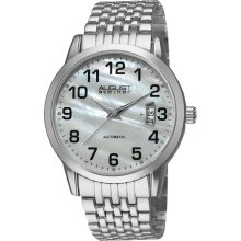 August Steiner Men's Automatic Mother of Pearl Bracelet Watch