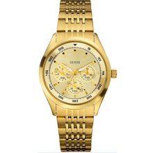 Authentic Guess Women Multifunction Gold Tone Watch U12008l1