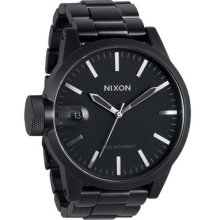 Authentic Nixon Mens Chronicle Ss All Black Analog Watch A198-1028, A1981028
