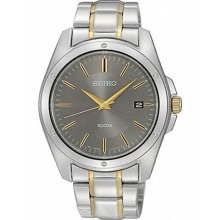 Authentic Seiko Silver Gold Two Tone Quartz Gents Sport Watch Sgef85p1