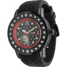 Avianne&Co Mens Steel Tourbillon PVD Plated Black Diamond Watch