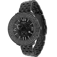 Avianne and Co. Mens Prince Collection PVD Plated Diamond Watch with Black Diamonds 5.81 Ctw