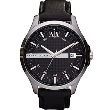 AX Armani Exchange Men's Smart Black Leather Strap Watch