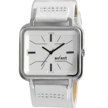 Axcent Mens Vector Stainless Watch - White Leather Strap - Silver Dial - AXTX80211-631