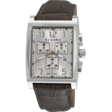 Azzaro Men s Swiss Made Quartz Chronograph Stainless Steel Leather Strap Watch