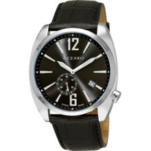 Azzaro Watches Men's Seventies Grey Small Second Dial Black Leather S