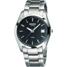 B3548-04 Boccia Mens Black Dial Titanium Bracelet Watch