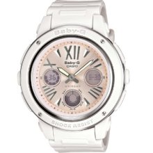 Baby-G Women's Quartz Watch With Pink Dial Analogue - Digital Display And White Resin Strap Bga-152-7B2er