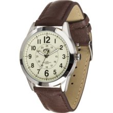 Bass Pro Shops Rugged Outdoor Watch for Men - Cream Dial Brown Strap