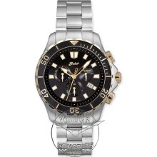 Belair Men Diver wrist watches: 2-Tone Chronograph Black Dial a9810t/b
