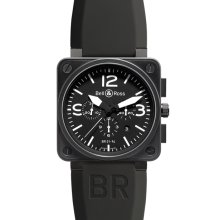 Bell & Ross Men's Aviation BR01 Black Dial Watch BR01â€94â€Carbon