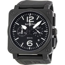 Bell And Ross Aviation Black Dial Chronograph Mens Watch Br0394-bl-ca