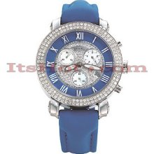 Benny Co Mens Ice Dial Quartz Diamond Watch 2.9ct Blue Diamond Dial + Mop