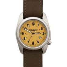 Bertucci A-2T Mens Watch - Titanium - Brown Leather Strap - Khaki Dial - 12522