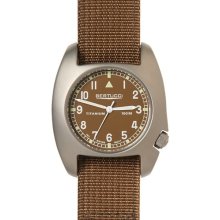 Bertucci Mens D-1T Vintage Analog Titanium Watch - Brown Nylon Strap - Brown Dial - 17007