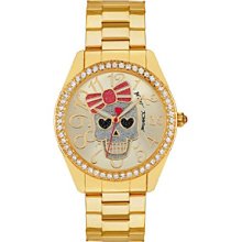 Betsey Johnson Goldtone Watch with Skull Dial Women's