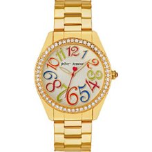 Betsey Johnson Goldtone Watch with Multi-Colored Numeral Dial Women's