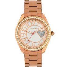 Betsey Johnson Rose Gold 'Bling Bling Time' Heart Boyfriend Watch