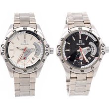 Biaoqi 1105 Round Dial Stainless Steel Mechanical Wrist Watch Calender
