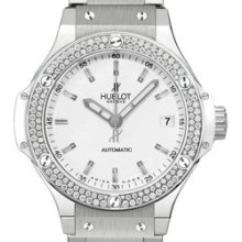 Big Bang Automatic Steel White 38 (SS-Diamonds / White / Stainless Steel Bracelet)
