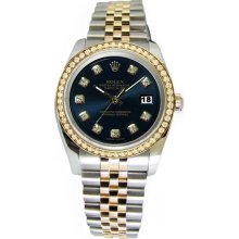 Black diamond dial bezel rolex watch jubilee datejust SS & gold lady man