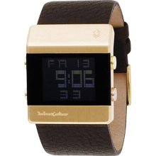 Black Dice Men's 'heist' Brown Leather Digital Quartz Watch