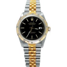 Black Stick dial rolex datejust watch solid gold & SS pearl master diamond bezel - Black - Gold