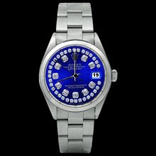 Blue diamond dial oyster perpetual datejust watch double row diamond