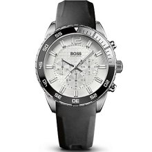 BOSS by Hugo Boss - '1512805' | Black Rubber and Coated Leather Strap Watch