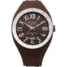 Boxer Roman Numerals Luminous Brown Extra Soft Rubber Date Watch