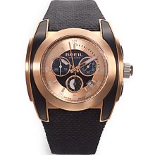 Breil Mediterraneo Round Snakeskin Bronze Watch - Black
