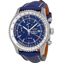 Breitling Navitimer World Chronograph Mens Watch Blue Analog Dial A2432212-C651BLLT