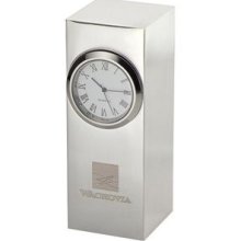 Bulk Promotional Radiance Silver Plated Column Clock