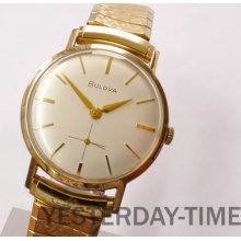 Bulova 1964 Swiss 17 Jewel Rolled Gold Gents Super Flat Manual Watch