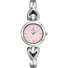 Bulova 96p136 Watch Stainless Steel Diamonds Collection Pink Dial Heart Bracelet