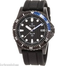 Bulova 98b159 Men's Marine Star Watch With Rubber Strap And Two Tone Bezel