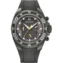 Bulova Accutron Men's Swiss Chronograph Watch Curacao Black Rubber Strap 65b139