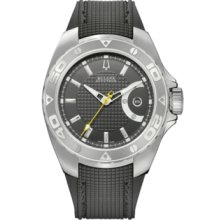 Bulova Accutron Watch, Mens Automatic Curacao Black Rubber Strap 63B13