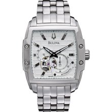 Bulova Automatic Mechanical Stainless Steel Open Aperature Mens Watch 96a122