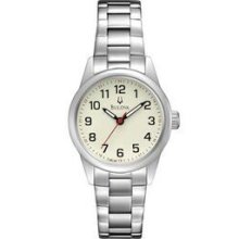 Bulova Casual Collection Ladies` Stainless Steel Bracelet Cream Dial Watch