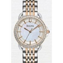 Bulova Ladies` 2-tone 24 Diamond & Mother-of-pearl Dress Watch