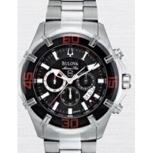 Bulova Marine Star Solano Men`s Black & Red Dial Chronograph Watch