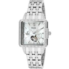 Bulova Watches Women's Mechanical White Mother Of Pearl Dial Stainless