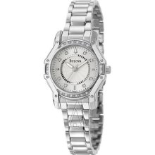 Bulova Women's 96R137 Silver Case and Diamond White Dial Watch