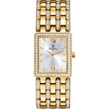 Bulova Womens Crystal-Accent Gold-Tone Watch