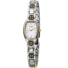 Bulova Womens Fancy Silver Bracelet & Dial Dress Watch - Gold Accents - 45l010