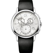 Calvin Klein Ck Drive Men's Stainless Steel Case Black Leather Watch K1v27820