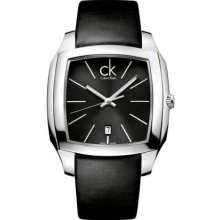 Calvin Klein Recess Men's Stainless Steel Case Black Leather Strap K2K21107 Watch