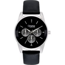 Caravelle By Bulova Multifunction Men Black Leather Band Watch 43c109